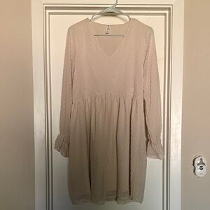 Zenana Outfitters Beige Babydoll Long Sleeved Tunic Dress